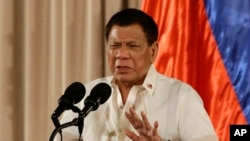 Presiden Filipina Rodrigo Duterte di Istana Malacanang, Manila, FIlipina, 16 Agustus 2017. (Foto: dok).