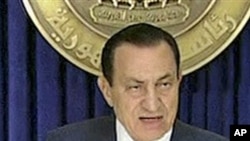 Egypt's President Hosni Mubarak speaking on television, February 1, 2011