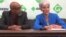 Jill Stein and Ajamu Baraka, the Green Party's ticket for the 2016 presidential election, appear at a news conference at the party's convention in Houston, Aug. 6, 2016. (G. Flakus/VOA)