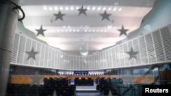 This photo shows the inside of the European Court of Human Rights in Strasbourg, eastern France, Feb. 7, 2019. 