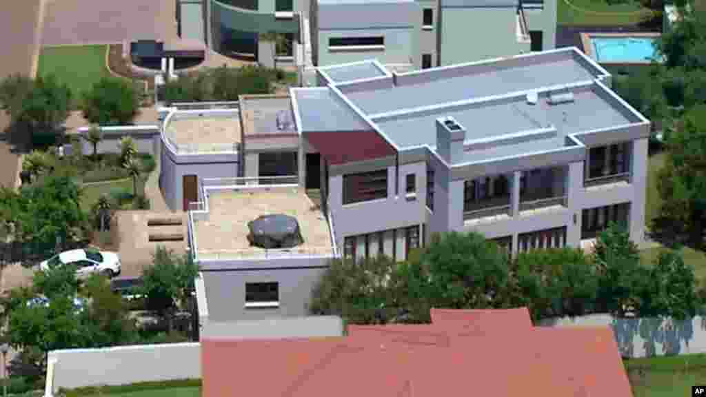 This aerial image taken from video provided by VNS24/7 shows the home of Oscar Pistorius in a gated housing complex in Pretoria, South Africa, February 14, 2013. 