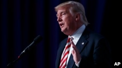 Republican presidential candidate Donald Trump speaks to the Value Voters Summit, Sept. 9, 2016, in Washington. 