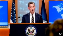 FILE - State Department spokesman Ned Price speaks at the State Department in Washington.