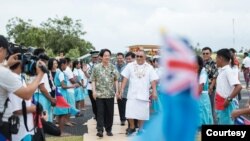 台湾总统赖清德星期三上午抵达友邦图瓦卢，短暂访问后预计晚间到关岛过境停留一晚。(取自赖清德脸书)