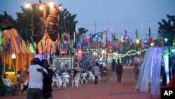 People gather for Recreatrales, an international theater festival held in Ouagadougou, Burkina Faso, Oct. 28, 2024.
