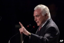 Brazil's President Michel Temer speaks during a ceremony in Brasilia, Brazil, July 11, 2017.