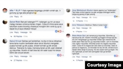 Komentar netizen di Facebook.
