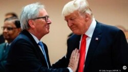 Президент США Дональд Трамп і президент Європейської комісії Жан-Клод Юнкер у Вашингтоні 25 липня 2018р.