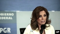 Mexico's Attorney General Marisela Morales speaks to the media during a news conference in Mexico City April 26, 2011.