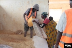 A refugee receiving maize at Dzaleka refugee camp in Malawi. (Lameck Masina/VOA)