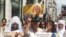 Kurdish activists in Istanbul’s Taksim Square commemorate the Yazidi genocide in Sinjar, Iraq, Aug. 3, 2016. (Z. Yasar/VOA)