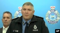 In this image from a video, Western Australian Police Commissioner Col Blanch speaks at a press conference in Perth, May 5, 2024. A 16-year-old boy armed with a knife was shot dead by police after he stabbed a man in the Australian west coast city of Perth, officials said Sunday.