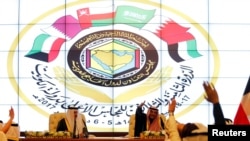 FILE - A summit of the Gulf Cooperation Council (GCC) is held in Kuwait City, Kuwait, Dec. 5, 2017. A rift in the GCC is threatening a proposed regional security alliance bringing together the United States, Gulf allies, Egypt and Jordan, according to Qatar's foreign minister.