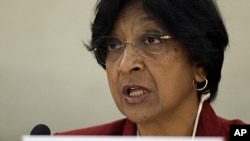 U.N. High Commissioner for Human Rights Navi Pillay addresses the 19th session of the Human Rights Council at the United Nations in Geneva, February 27, 2012.