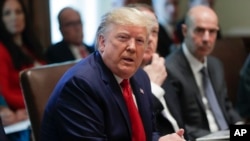President Donald Trump speaks during a Cabinet meeting at the White House, Oct. 21, 2019, in Washington.