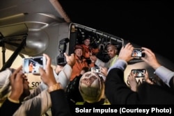Solar Impulse before flying to Ahmedabad, India, after a pit stop in Muscat, Oman, March 10, 2015. (Credit: Solar Impulse)