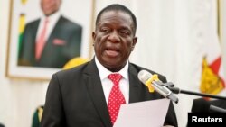 FILE - Zimbabwean President Emmerson Mnangagwa. 