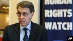 FILE - Human Rights Watch’s Executive Director Kenneth Roth, speaks during an interview with The Associated Press in Beirut, Lebanon, Jan. 29, 2015. 