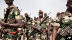 Senegal soldiers take part in the opening ceremony of Flintlock, anti-terrorism training in Thies, Senegal, Feb. 8, 2016.