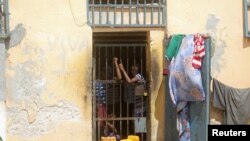 Inmates are seen at the Mogadishu central cell in Mogadishu, Somalia, July 20, 2019. 