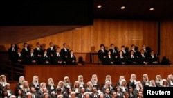 Judges attend the ceremonial opening of the legal year at City Hall in Hong Kong, China, Jan. 13, 2020.