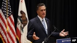 Republican presidential candidate Mitt Romney speaks to reporters about a secretly-taped video from one of his campaign fundraising events in Costa Mesa, California, September 17, 2012.