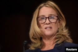 Christine Blasey Ford declara ante Comité Judicial del Senado sobre acusaciones de asalto sexual que ella ha denunciado contra el nominado a la Corte Suprema Brett Kavanaugh. Septiembre 27 de 2018.