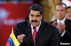 Venezuela's President Nicolas Maduro speaks during an ALBA alliance summit to mark fourth anniversary of the death of Venezuela's late President Hugo Chavez in Caracas, March 5, 2017.