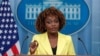Речниця Білого Дому Карін Жан-П'єр під чаc брифінгу 