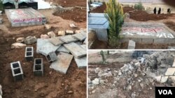 تصاویری از تخریب دیوارهای اطراف مزار نوید افکاری 