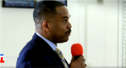 A Haitian lawyer asks why the constitution project has not been more inclusive during a virtual town hall hosted by the Haitian Embassy in Washington, April 13, 2021.