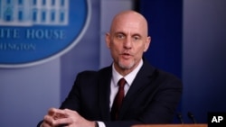 FILE - FDA Commissioner Dr. Stephen Hahn speaks during a briefing at the White House, April 4, 2020, in Washington. On Dec. 12, 2020, he defended quick approval of a coronavirus vaccine, saying speed had not been prioritized over safety.