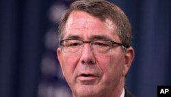 Defense Secretary Ash Carter at the Pentagon, Aug. 20, 2015. 