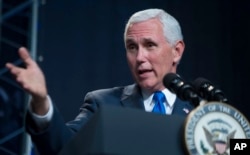 Vice President Mike Pence delivers remarks during an event where NASA introduced 12 new astronaut candidates, June 7, 2017, at the Johnson Space Center in Houston, Texas. NASA chose selected seven men and five women who could one day fly aboard the nation's next generation of spacecraft.