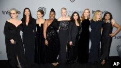 Hollivudun qadın ulduzları 75-ci Qızıl Qlobus mükafatlarının təqdimatı mərasimində, 7 yanvar, 2018.