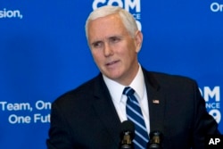 FILE - Vice President Mike Pence speaks at the Department of State in Washington, Jan. 16, 2019.