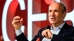 British computer scientist Tim Berners-Lee, best known as the inventor of the World Wide Web, delivers a speech during an event at the CERN in Meyrin near Geneva, Switzerland, Tuesday March 12, 2019 marking 30 years of World Wide Web. (Fabrice Coffrini/Po