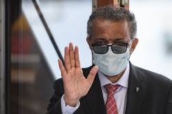 FILE - World Health Organization (WHO) Director-General Tedros Adhanom Ghebreyesus wears a protective face mask in Geneva, June 11, 2020.