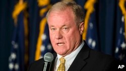 FILE – Pennsylvania state Sen. Scott Wagner, the Republican challenger in Democratic Gov. Tom Wolf's 2018 bid for re-election, in Blue Bell, Pa., Oct. 19, 2017.