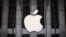 Sebuah logo Apple tergantung di atas pintu masuk toko Apple di 5th Avenue di borough Manhattan di New York City, 21 Juli 2015. (Foto: Reuters)