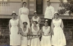 Hospital staff and Native American student nurses, Tulalip Indian Boarding School, Tulalip, Wa., which operated from1857 to 1932