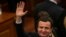 FILE - Albin Kurti, newly elected prime minister of Kosovo, waves after a new government was elected in Pristina, Feb. 3, 2020.