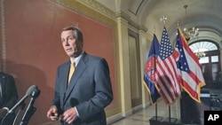 House Speaker John Boehner of Ohio speaks during a news conference on Capitol Hill in Washington, to discuss GOP efforts to create jobs and cut spending, April 1, 2011