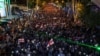 Demonstrators protesting the "foreign influence" law stage a march toward the Georgian Interior Ministry with the demand to release detained fellow protesters, in Tbilisi on May 24, 2024.