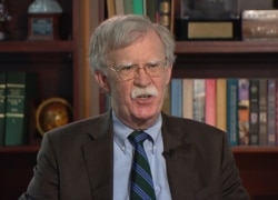 FILE - Former US National Security Advisor John Bolton talks to VOA, June 24, 2020.