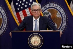 Predsjedavajući Federalnih rezervi Džerom Pauel na konferenciji za novinare u Vašingtonu posle novog podizanja kamatnih stopa, 14. decembar 2022.