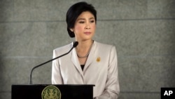 Thailand Prime Minister Yingluck Shinawatra addressed the media on December 10, 2013.