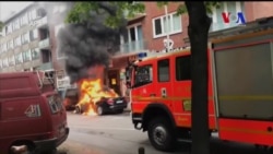 Autos quemados en continuación de protestas en el G-20