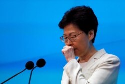 Hong Kong Chief Executive Carrie Lam attends a news conference in Hong Kong, June 18, 2019.