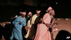 Actors participate in Recreatrales, an international theater festival held in Ouagadougou, Burkina Faso, Oct. 28, 2024.